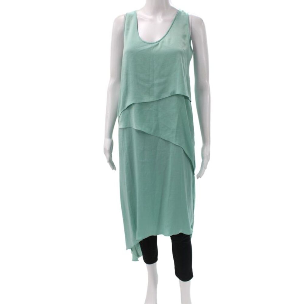 BCBGMAXAZRIA Womens Tank Dress Green Scoop Neck Sleeveless Polyester Size XS